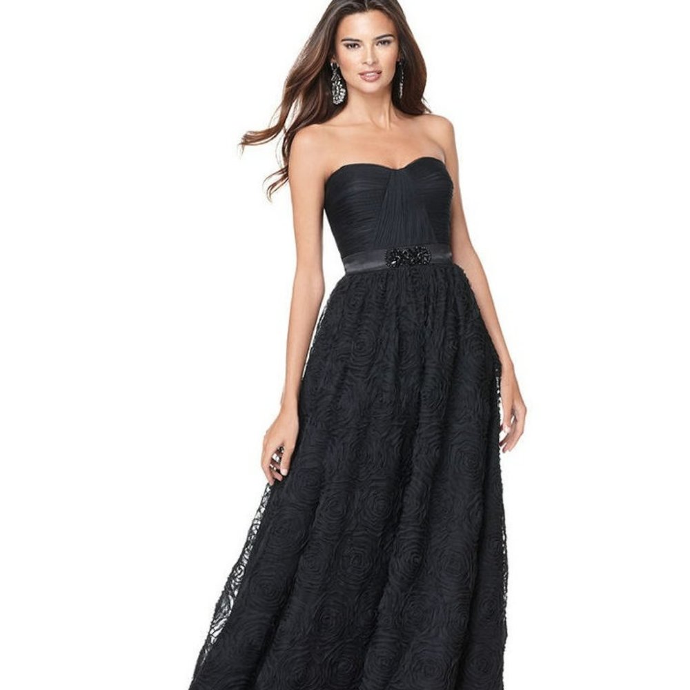 Adrianna Papell Pleat Bodice Rosette Ball Gown-Size 10